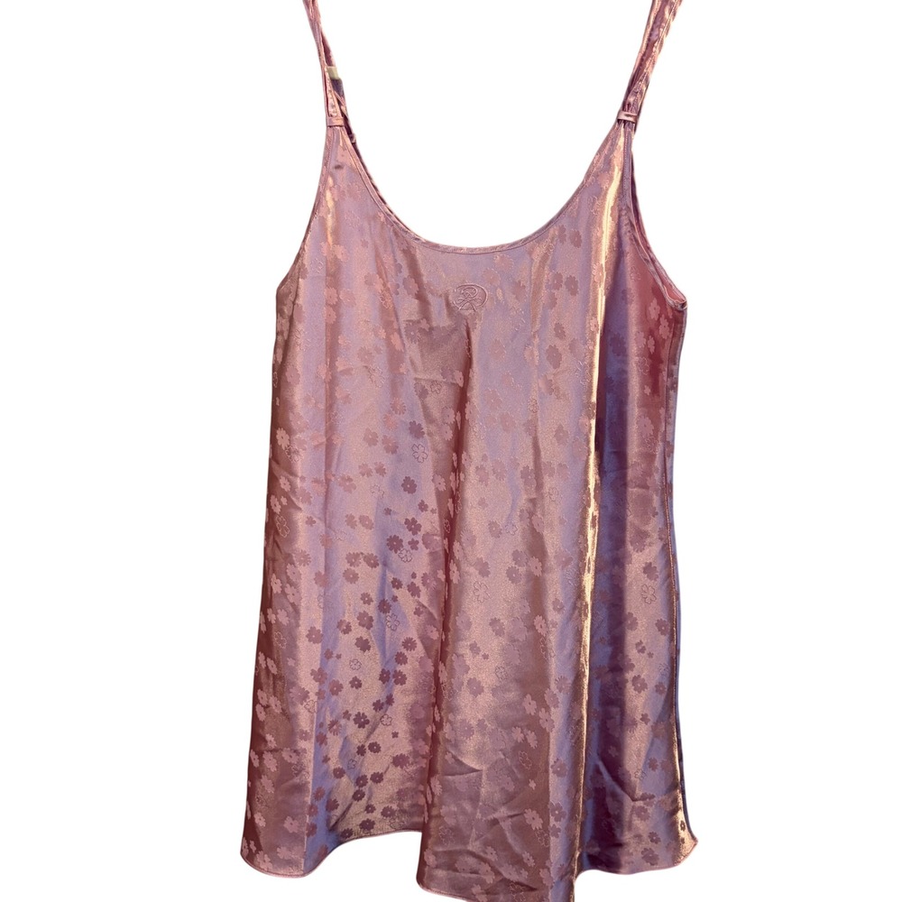 Oscar de la Renta Chemise Floral Satin Cami Balletcore Boudoir Barbiecore XL